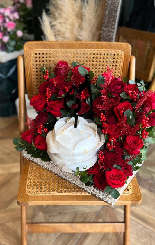 Crimson Bloom Cake Box